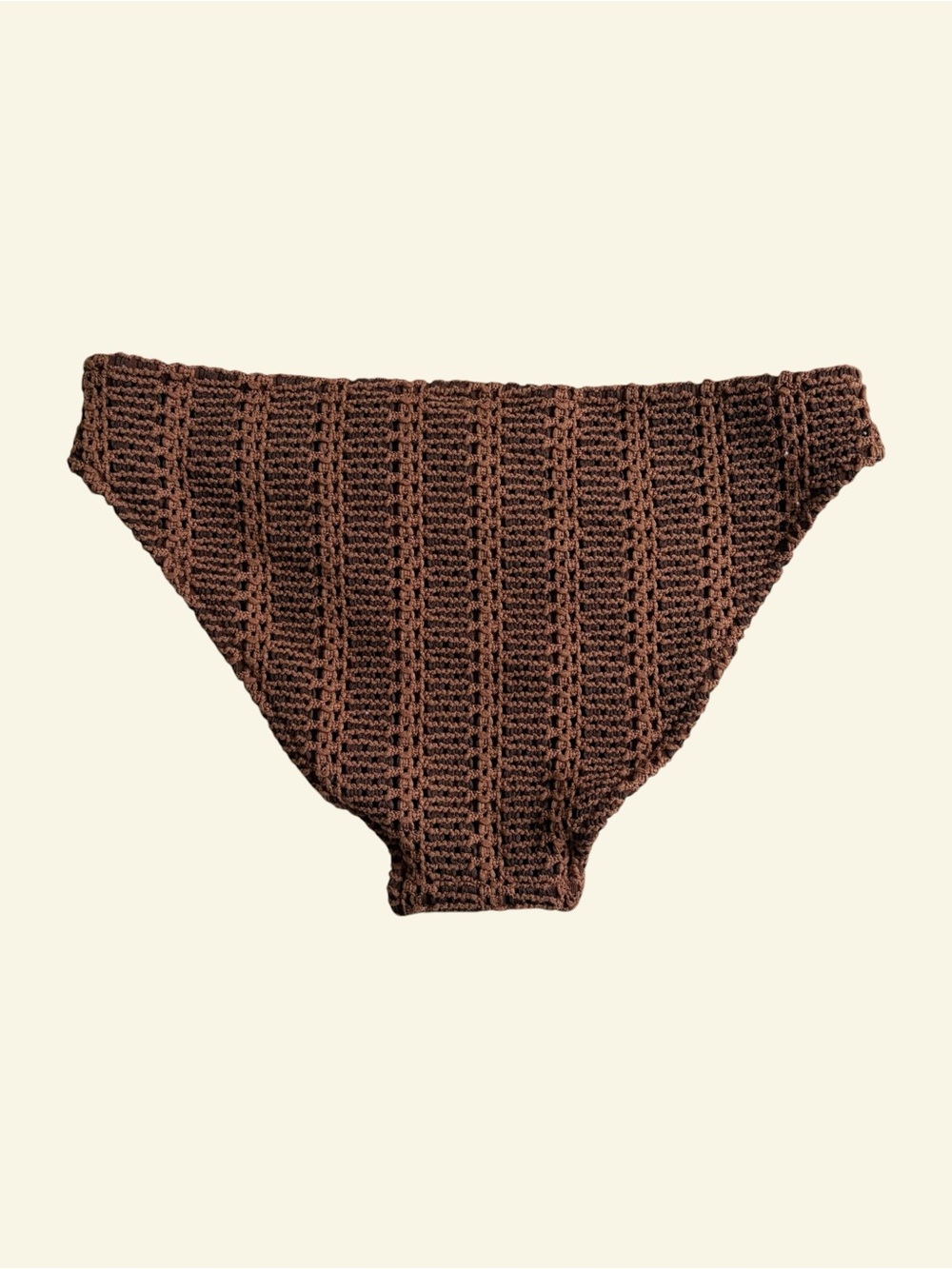 Aerie Cloudweave Crochet Longline Scoop Bikini Set Brown Medium Top Small Bottom - Picture 3 of 8